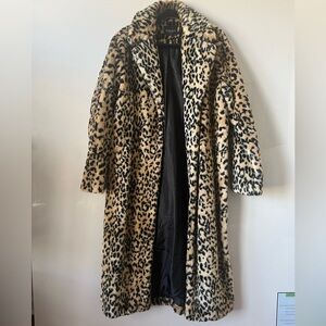 TALL Long Faux Fur Leopard Jacket